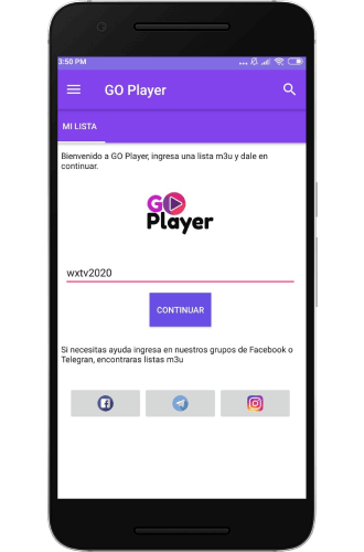 goplayer apk para telefonos Android
